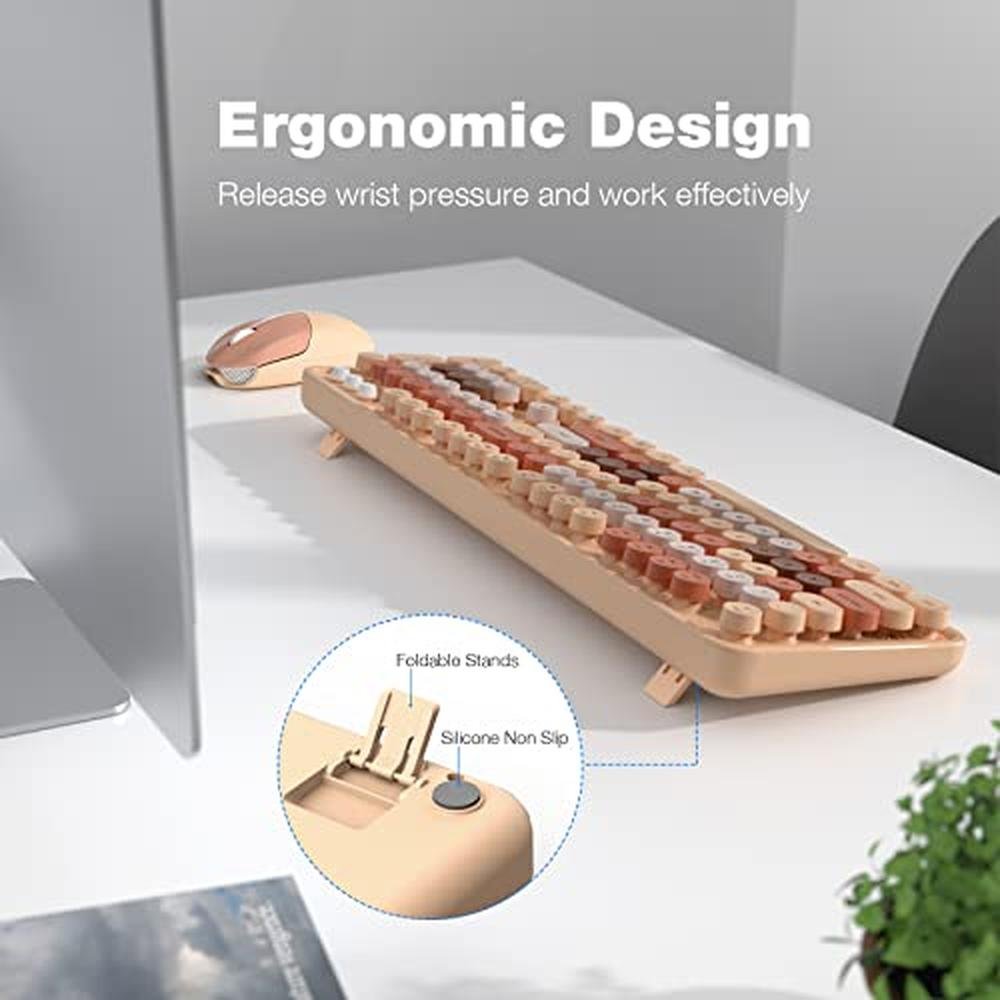 Dilter Wireless Keyboard: 104 Keys Full Sized 2.4 GHz Round – Close-up Detail