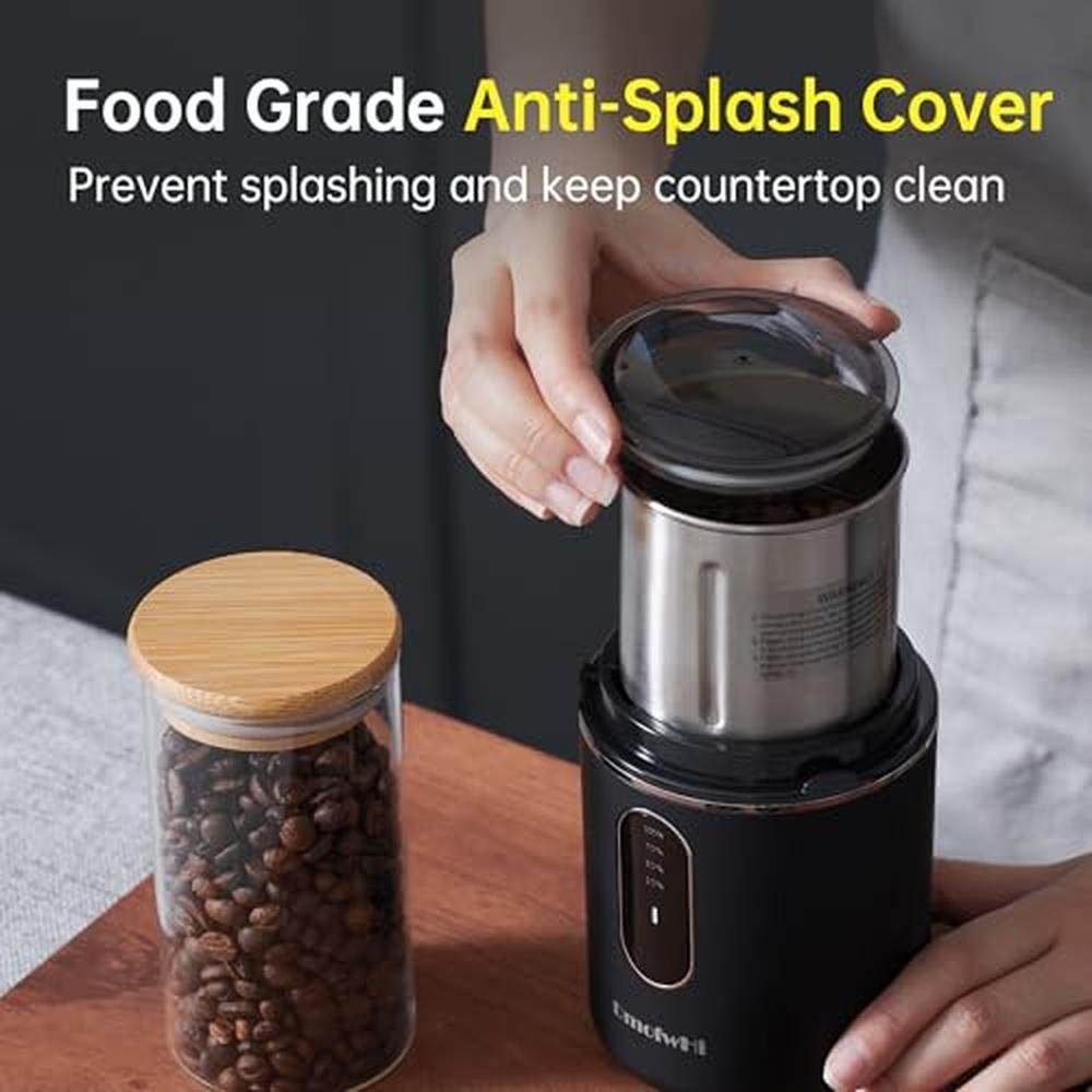 Coffee Grinder: DmofwHi Cordless Electric USB Rechargeable – Packaging