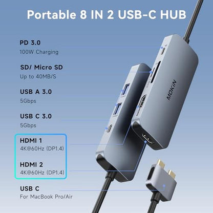Docking Station: MacBook Pro Air USB C Docking Station Dual – Close-up Detail