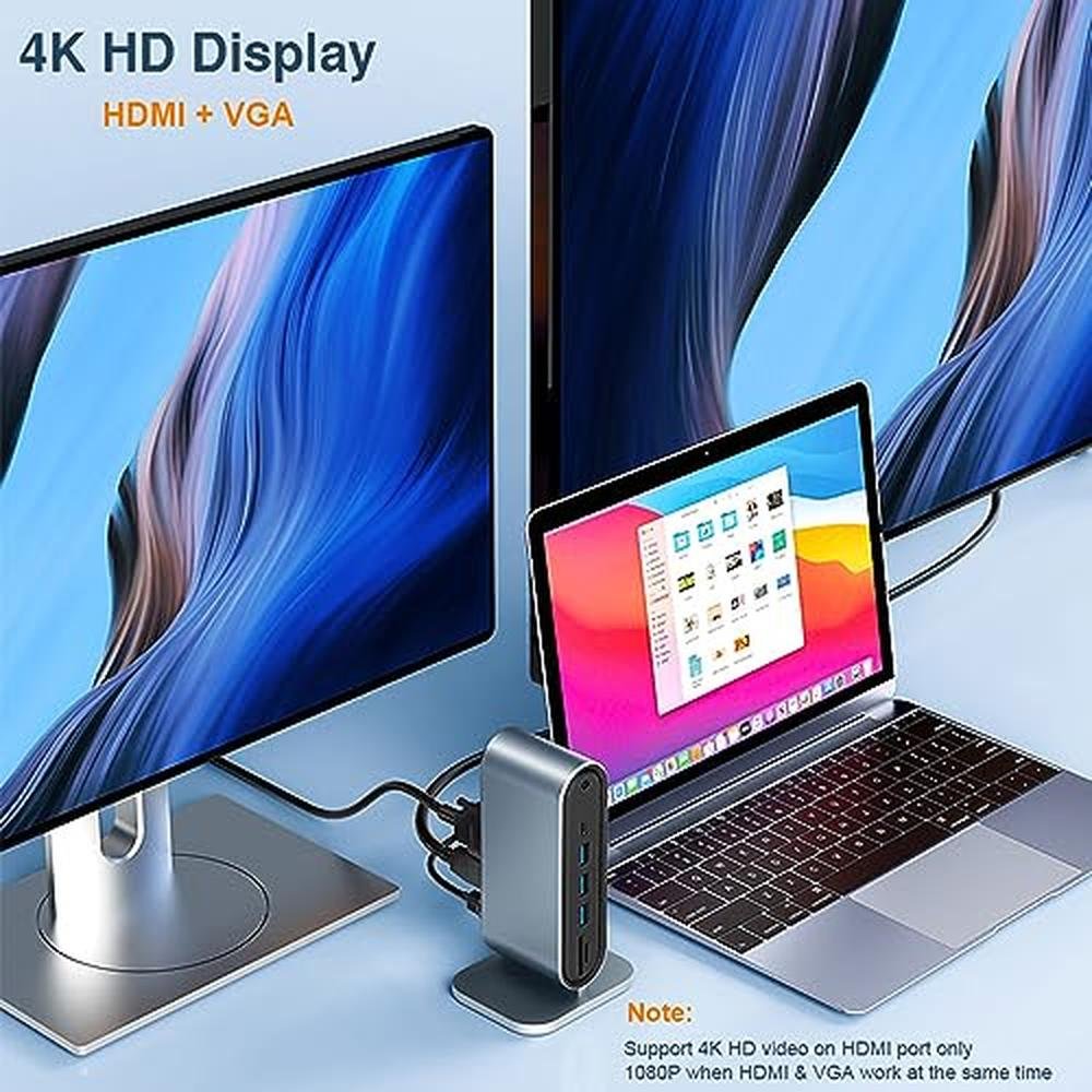 Docking Station: USB-C Hub Dual Monitor 4K HDMI VGA 12-Port – Packaging