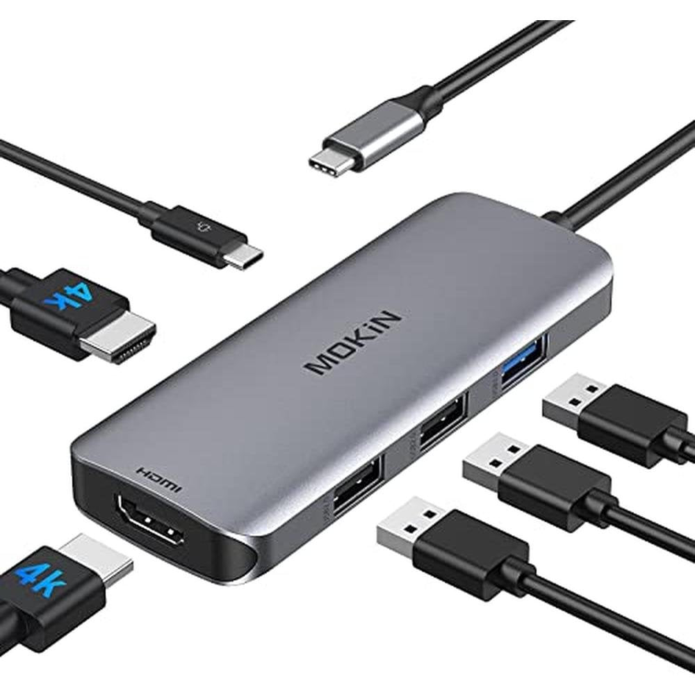 Dual Adapter: Mokin USB-C Hub with Dual HDMI Monitors – Front View