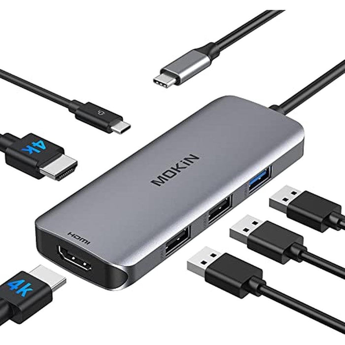 Dual Adapter: Mokin USB-C Hub with Dual HDMI Monitors – Front View