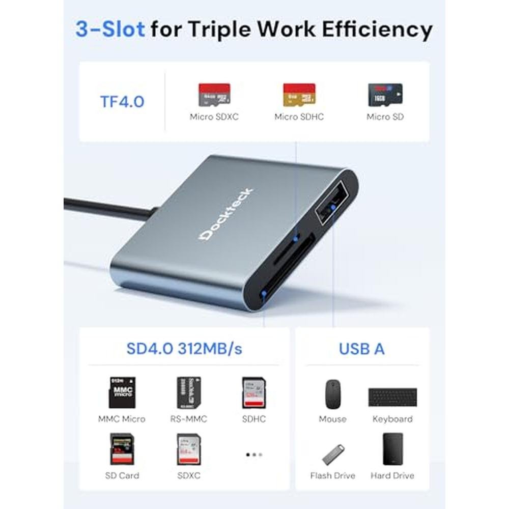 SD Card Reader: Dockteck Adapter 312MB/s Super Speed USB3.1 – In Use