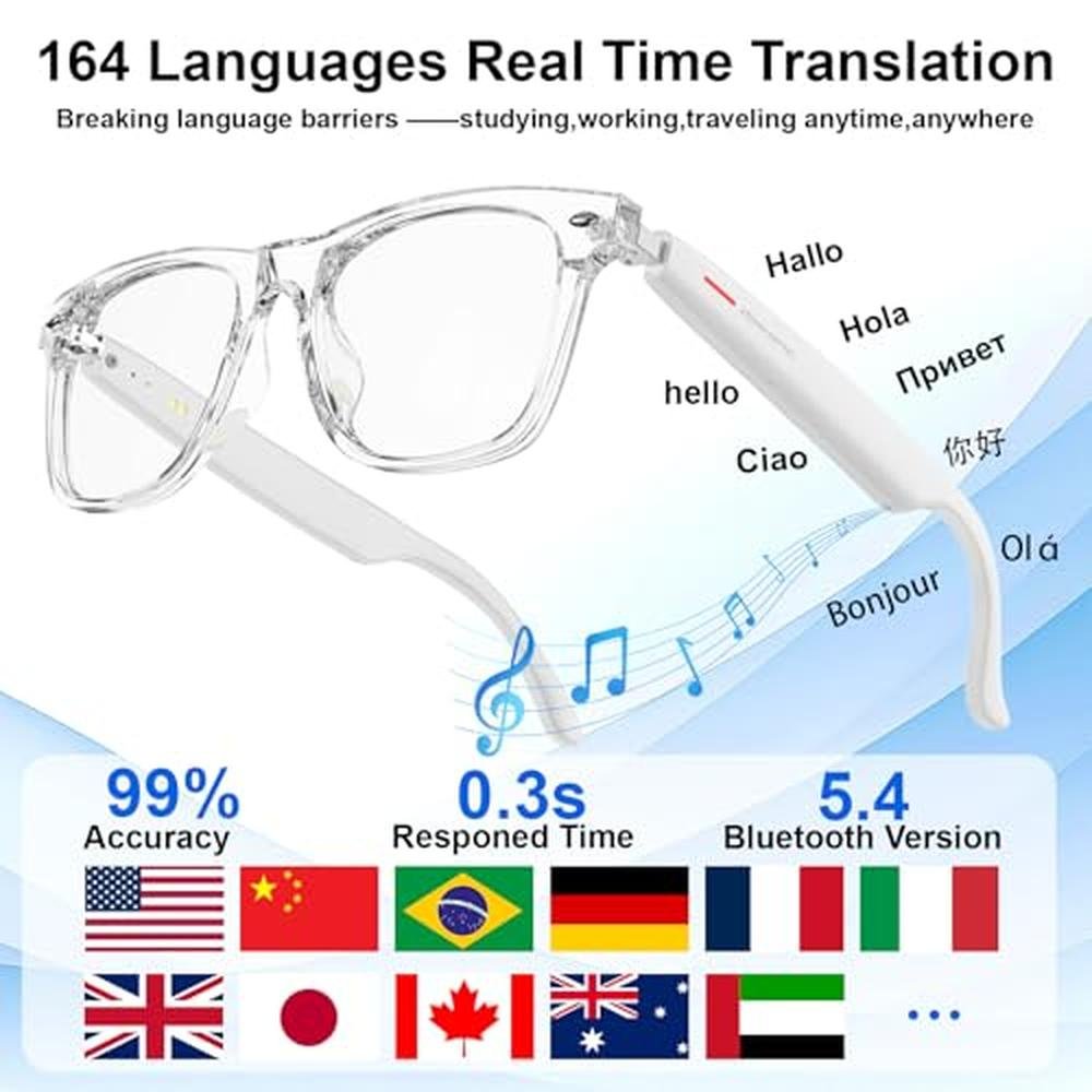 Domhong AI Smart Glasses: Bluetooth Translation Glasses – Side View