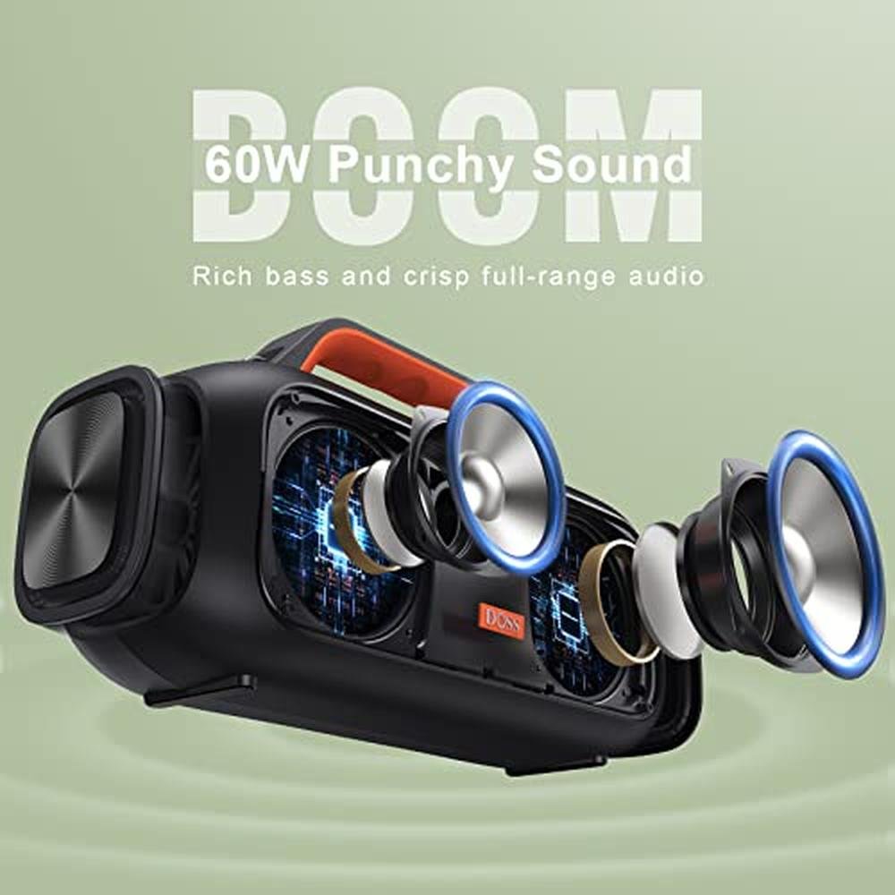 Bluetooth Doss Speaker: DOSS Extreme Boom 60W Mighty Sound – Side View