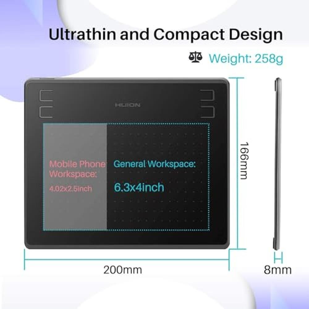 Tablet Drawing: HUION HS64 Beginner Graphics Tablet – Close-up Detail