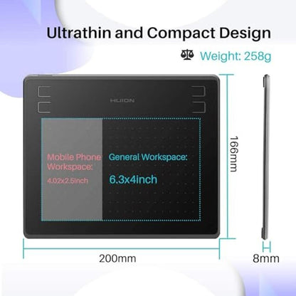 Tablet Drawing: HUION HS64 Beginner Graphics Tablet – Close-up Detail
