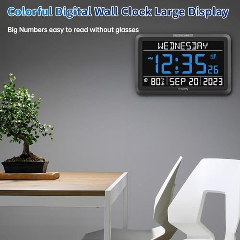 DreamSky Digital Clock: Large Calendar Clock for Seniors – Side View