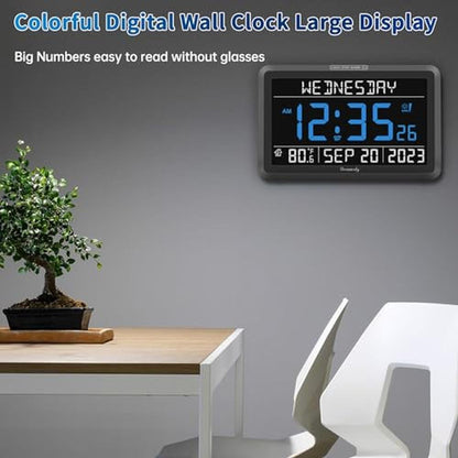 DreamSky Digital Clock: Large Calendar Clock for Seniors – Side View