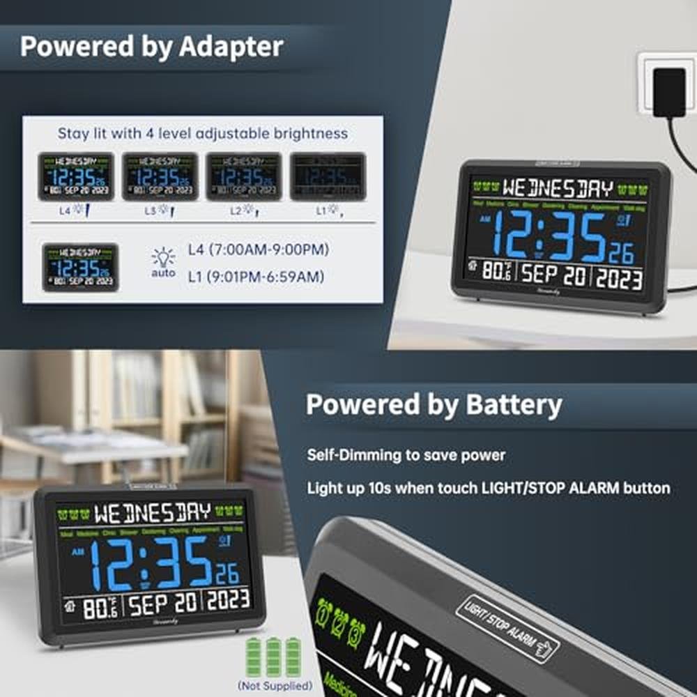 DreamSky Digital Clock: Large Calendar Clock for Seniors – In Use