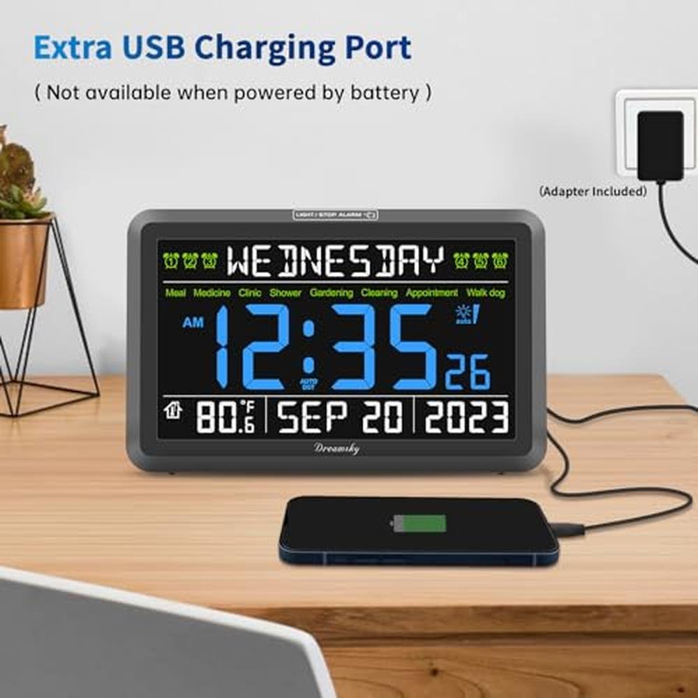 DreamSky Digital Clock: Large Calendar Clock for Seniors – Packaging