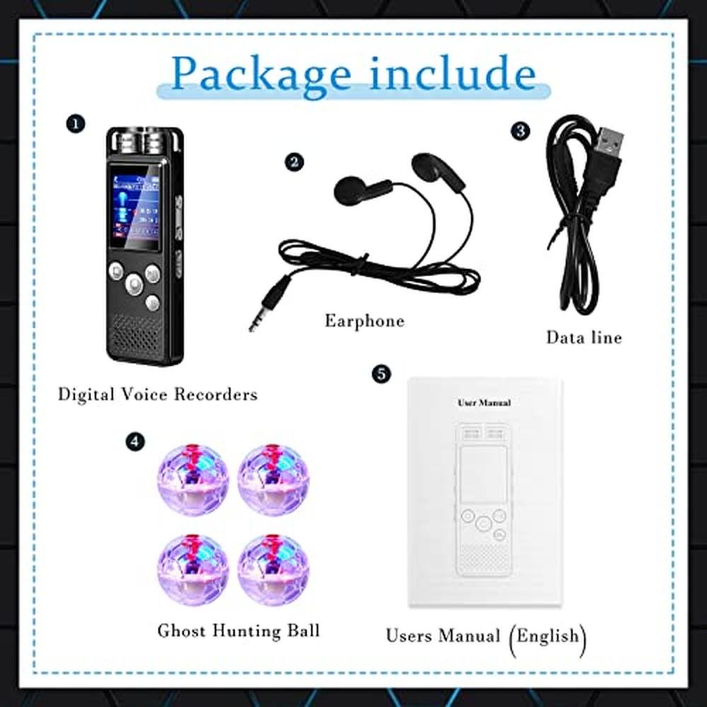 Recorder Voice: Dunzy 5 Pcs EVP Recorder Ghost Hunting Kit – Side View