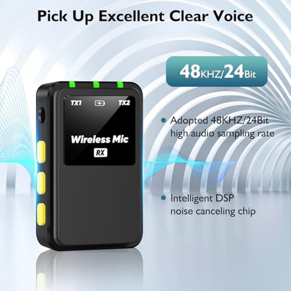 Ecomxia Wireless Lavalier Microphone – Side View