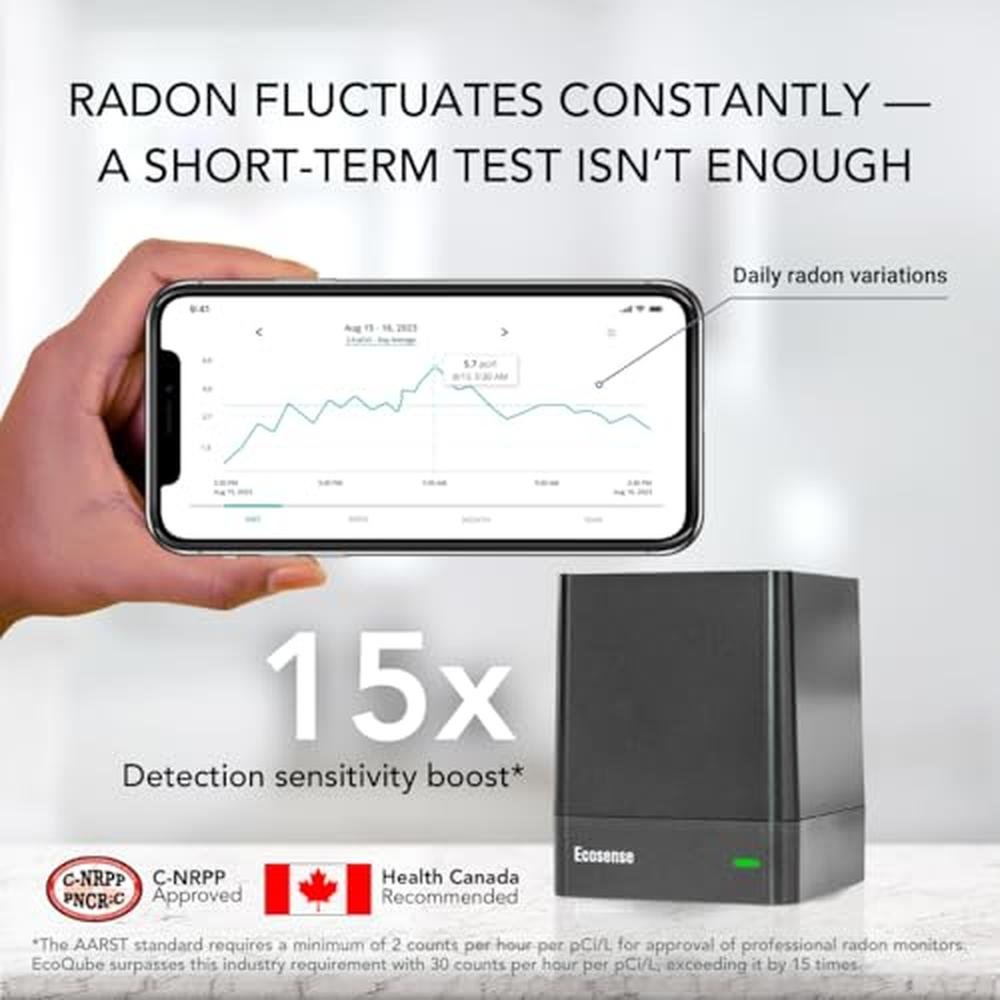 Ecosense EQ100 EcoQube Digital Radon Detector – In Use