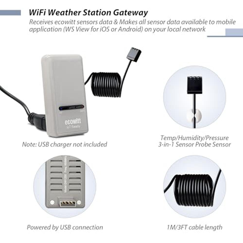 Ecowitt Wi-Fi Gateway Weather Station – Side View