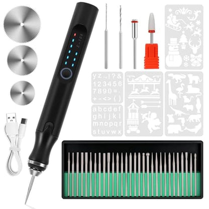 Electric Engraving Pen: Premium Engraving Tool with 37 Bits – Front View