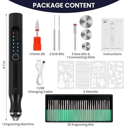 Electric Engraving Pen: Premium Engraving Tool with 37 Bits – Close-up Detail