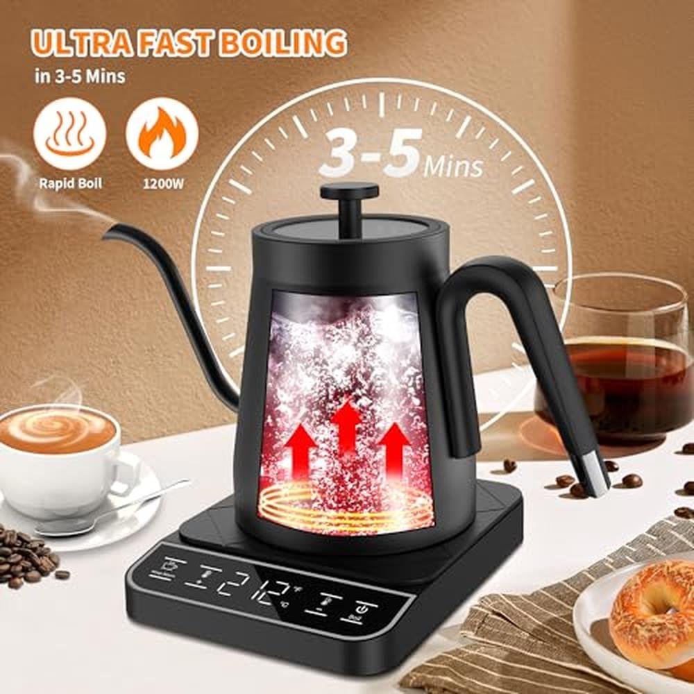 Electric Gooseneck Kettle: 1 Temperature Control – In Use
