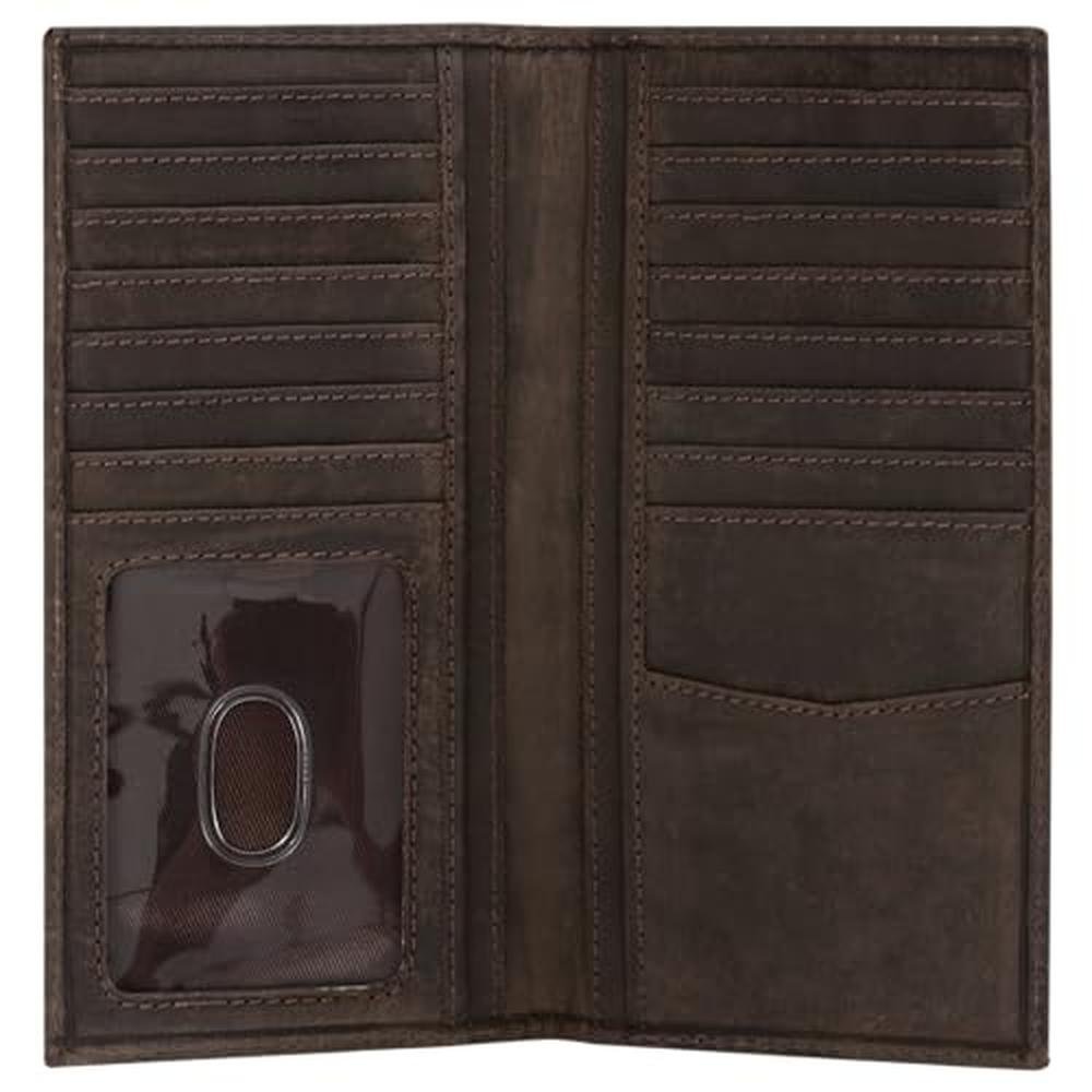 ELIZO Men's Genuine Leather Long Wallet – Front View
