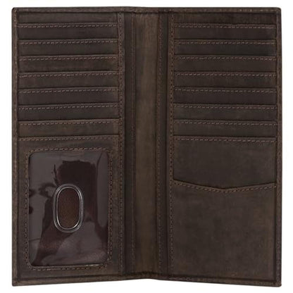 ELIZO Men's Genuine Leather Long Wallet – Front View