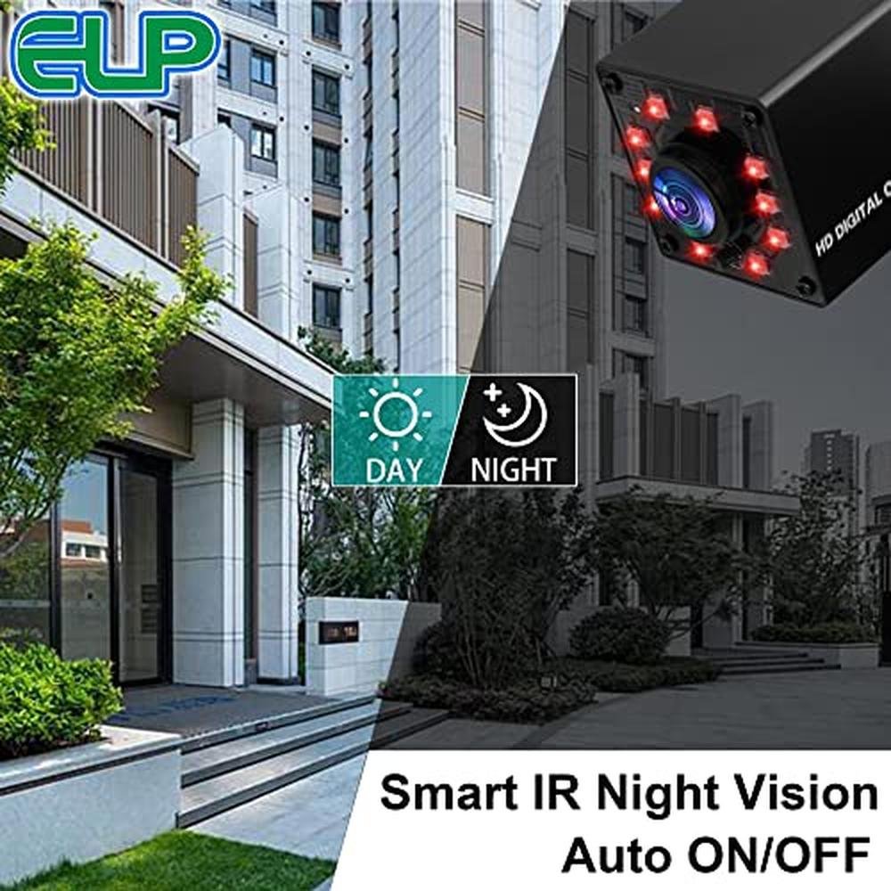 ELP 1080P Night Vision USB Camera with Wide Angle Fisheye – Side View