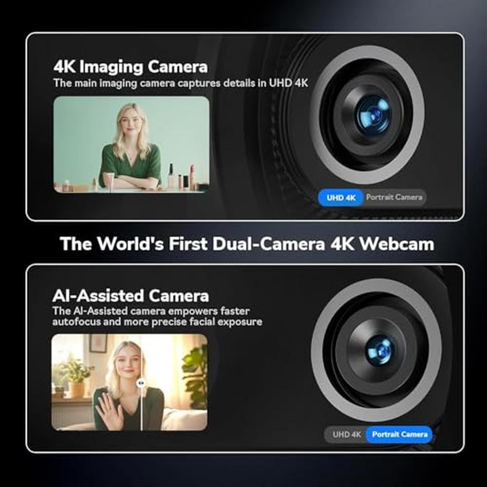 EMEET Piko+: 4K Dual-Camera AI-Powered Webcam – Side View