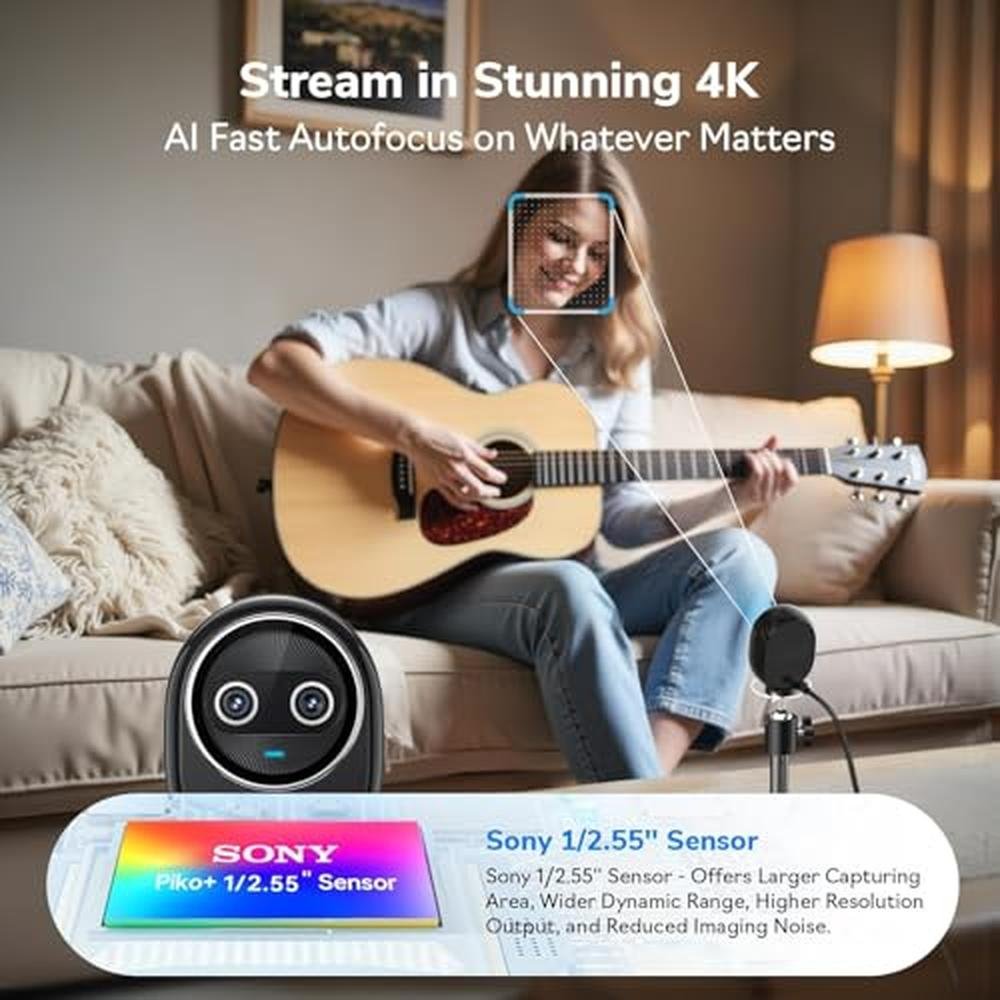EMEET Piko+: 4K Dual-Camera AI-Powered Webcam – Close-up Detail