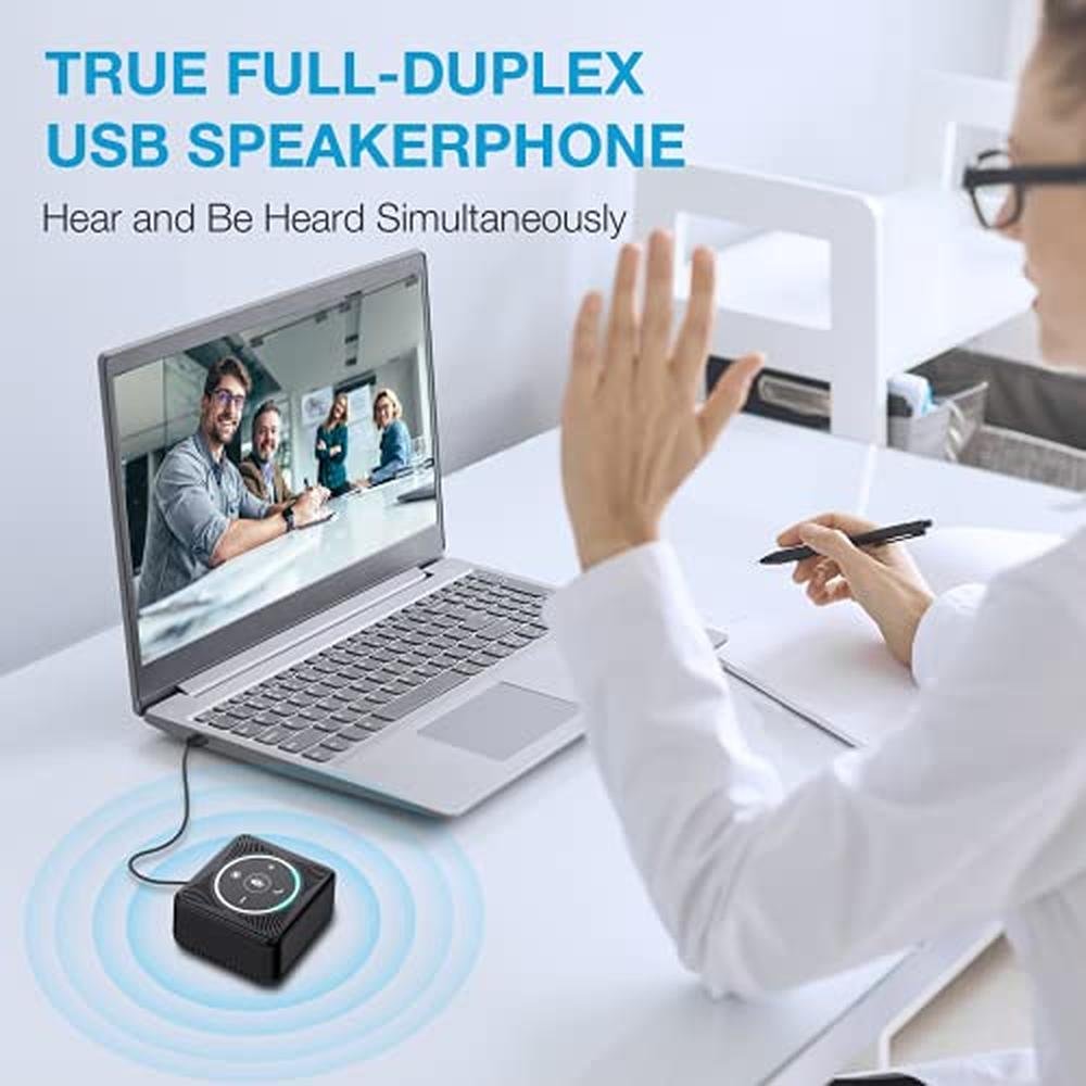 Speakerphone Conference: EMEET USB Speakerphone M0 4 AI Mics – Close-up Detail