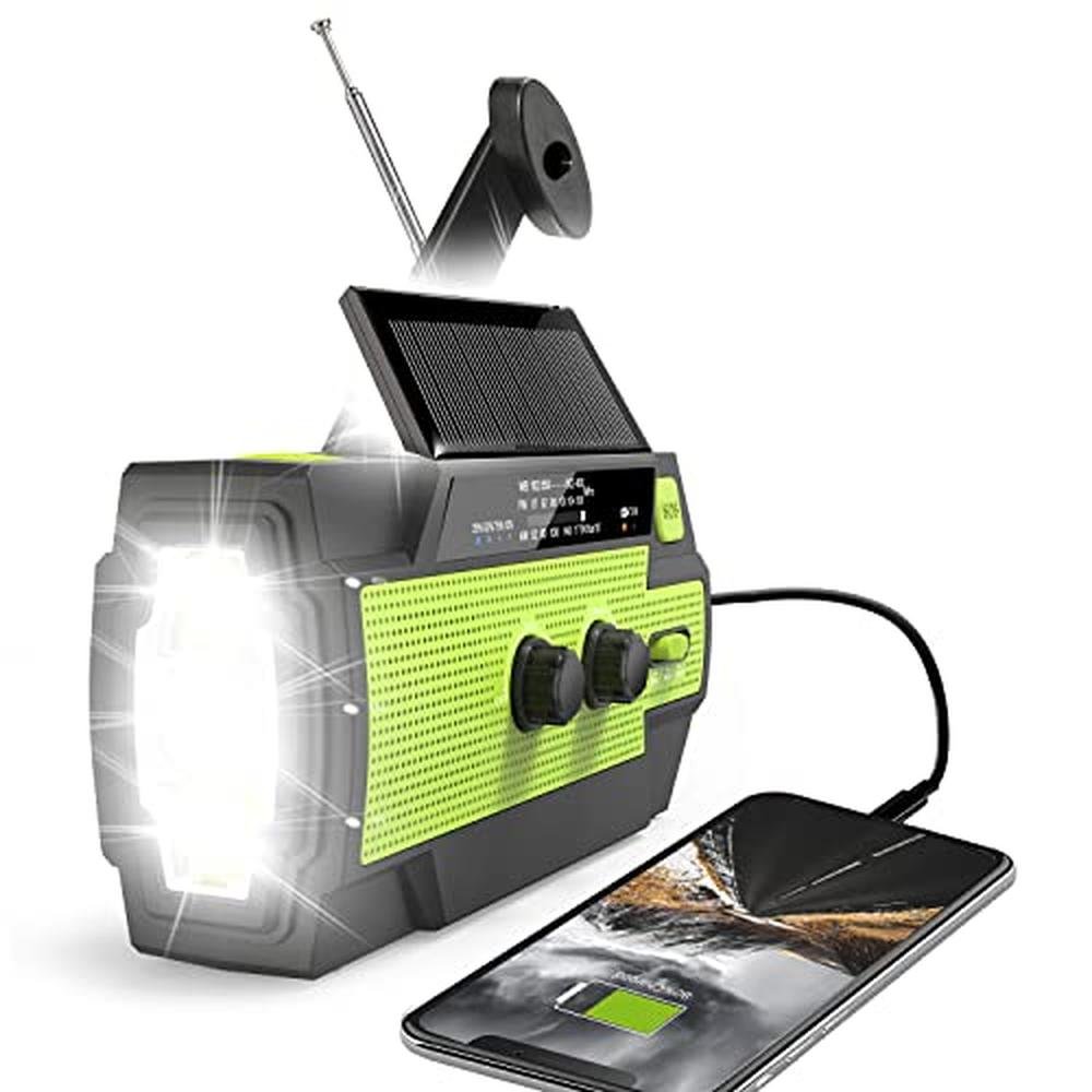 Emergency Crank Radio: MD-090P 14800mWh Solar Hand Crank – Front View
