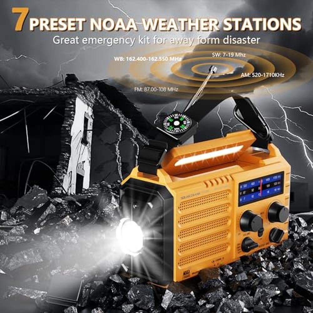 Radio Weather: Emergency Weather Radio 5 Ways Powered Crank – Side View