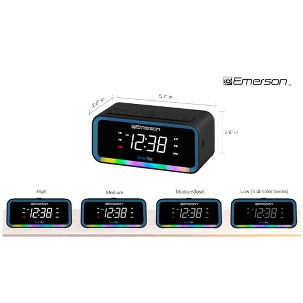 Emerson CKS1401 Smartset AM/FM Dual Alarm Clock Radio with – Side View
