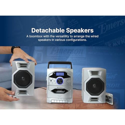 Emerson Portable CD Player Boombox with Cassette Player – In Use