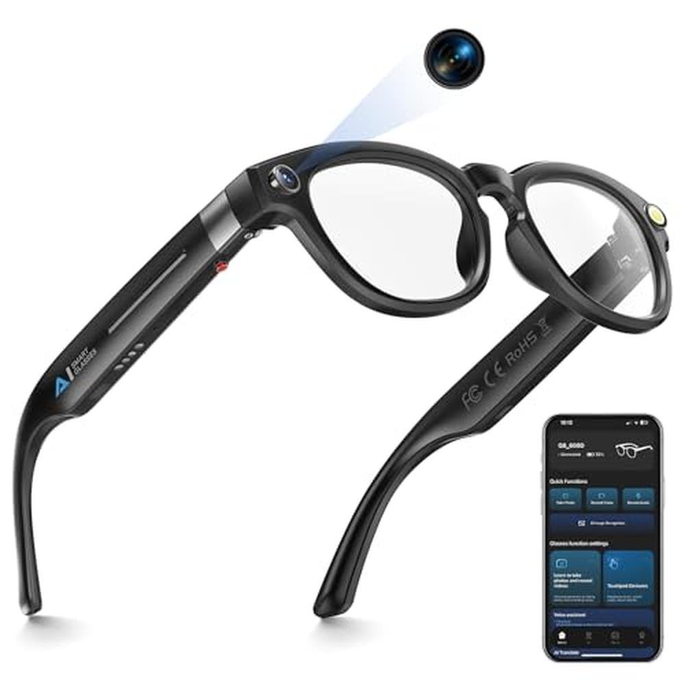 Glasses EpochTec: EpochTec 8MP Camera Glasses AI Smart – Front View
