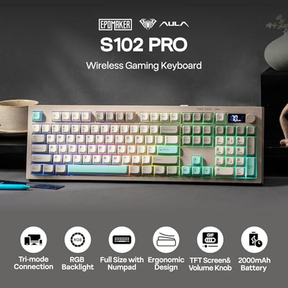 Keyboard Grey: EPOMAKER Aula S102 PRO Membrane Gaming – Side View