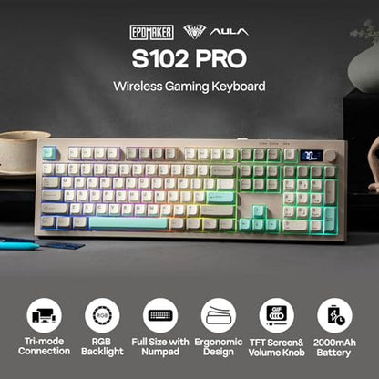 Keyboard Grey: EPOMAKER Aula S102 PRO Membrane Gaming – Side View