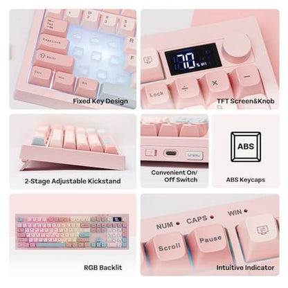 Keyboard Pink: EPOMAKER Aula S102 PRO Membrane Gaming – Close-up Detail