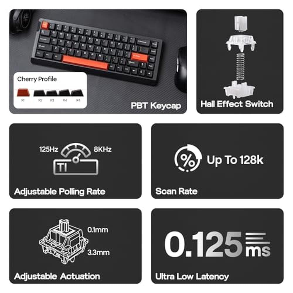 EPOMAKER HE68 Lite Hall Effect Gaming Keyboard – Side View
