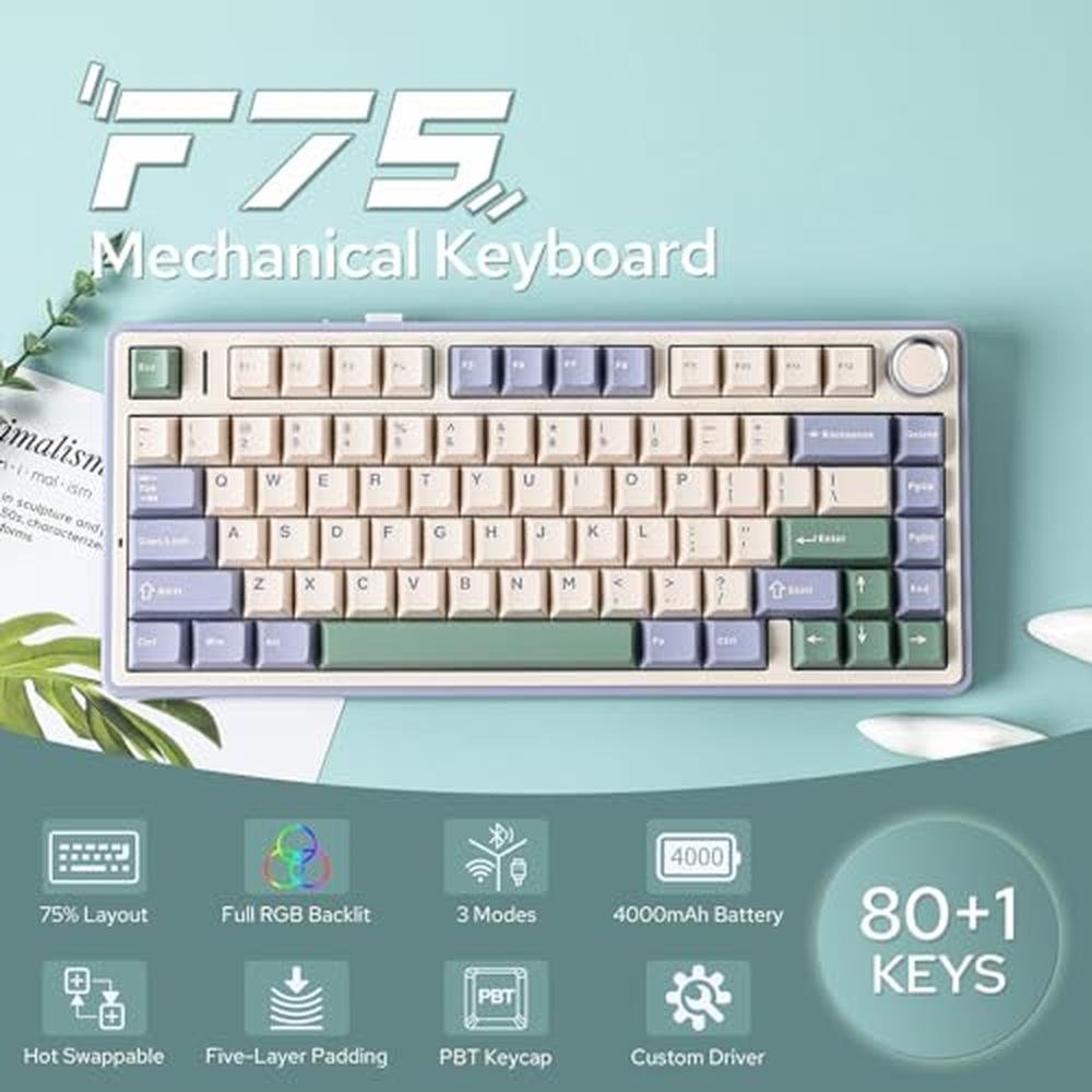 Keyboard Green: Epomaker X Aula F75 Gasket Mechanical – Side View