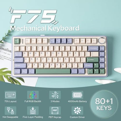 Keyboard Green: Epomaker X Aula F75 Gasket Mechanical – Side View
