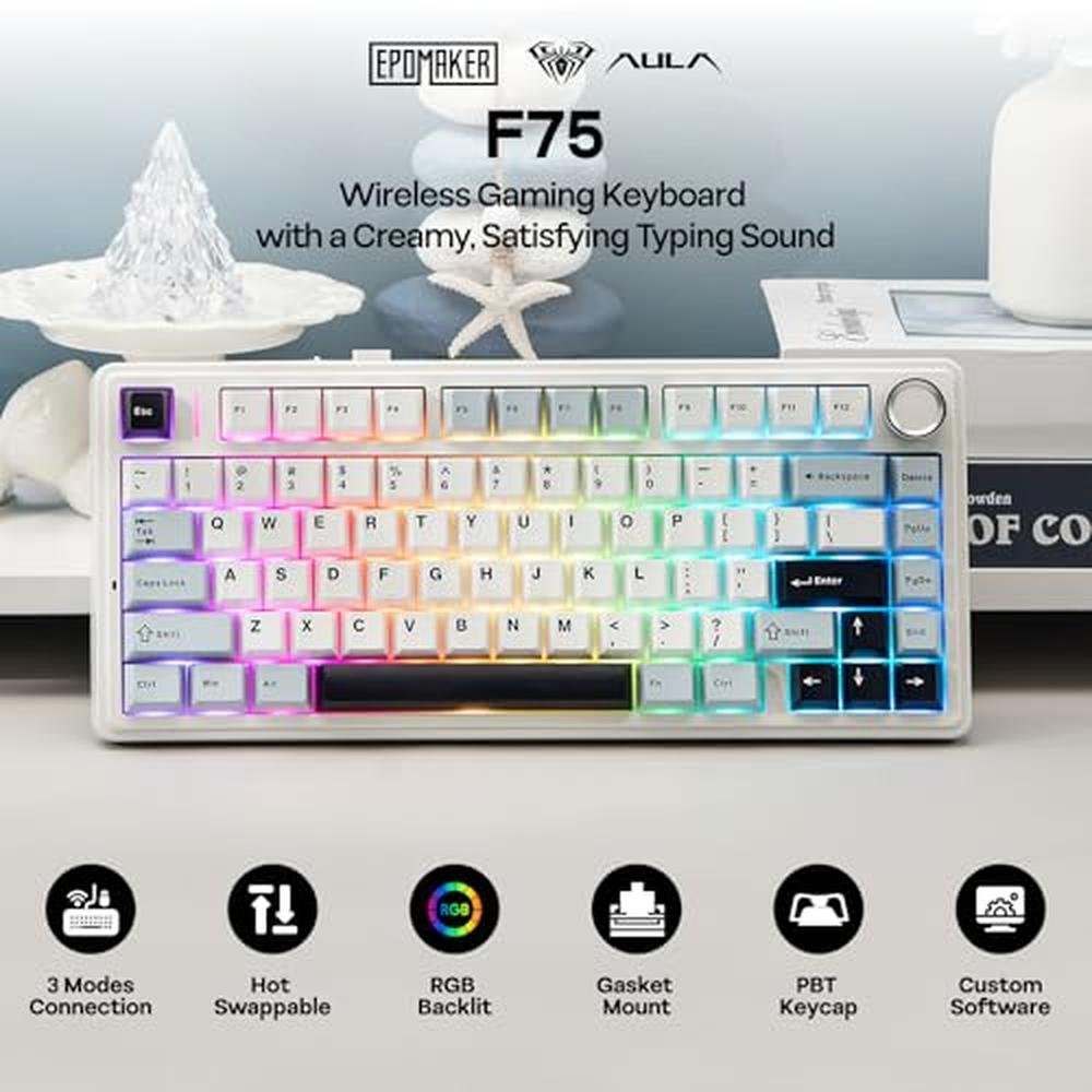 Keyboard Epomaker: Epomaker X Aula F75 Gasket Mechanical – Side View