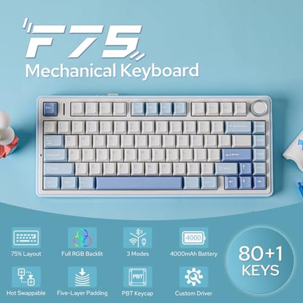 Keyboard Epomaker: Epomaker X Aula F75 Gasket Mechanical – Side View