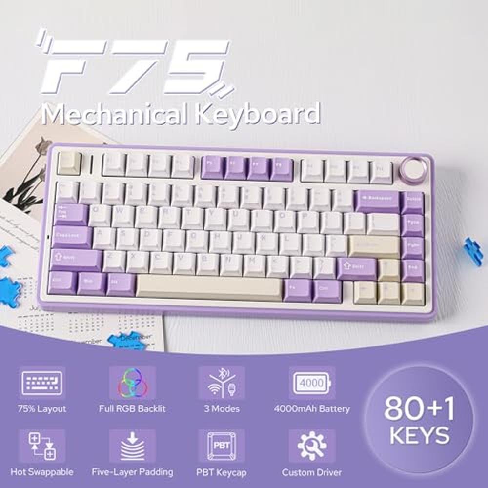 Keyboard Purple: Epomaker X Aula F75 Gasket Mechanical – Side View