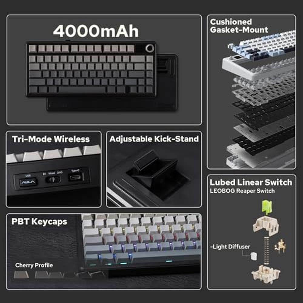 Keyboard Epomaker: EPOMAKER X AULA F75 MAX Wireless – Side View