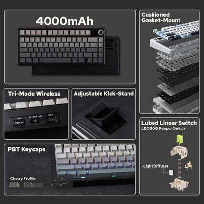Keyboard Epomaker: EPOMAKER X AULA F75 MAX Wireless – Side View