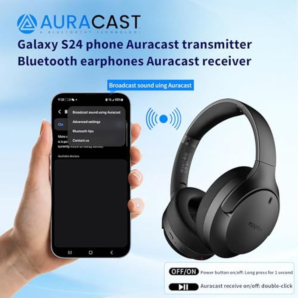Audio Headphones: eppfun LE Audio Auracast Bluetooth 5.4 – Close-up Detail