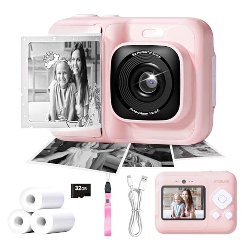 Kids Camera: ETIKEZ 1080P Instant Digital Print Camera – Front View