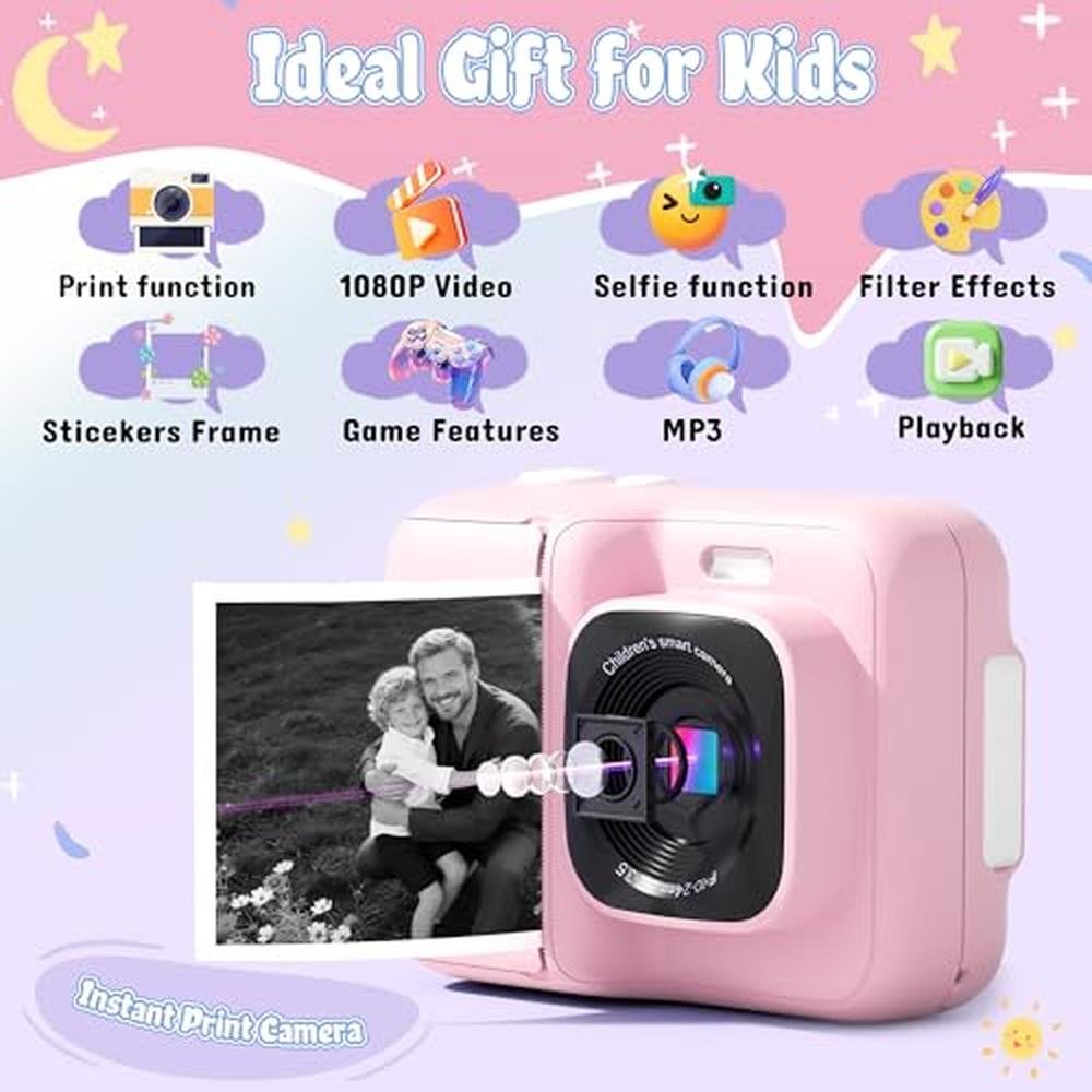 Kids Camera: ETIKEZ 1080P Instant Digital Print Camera – Side View