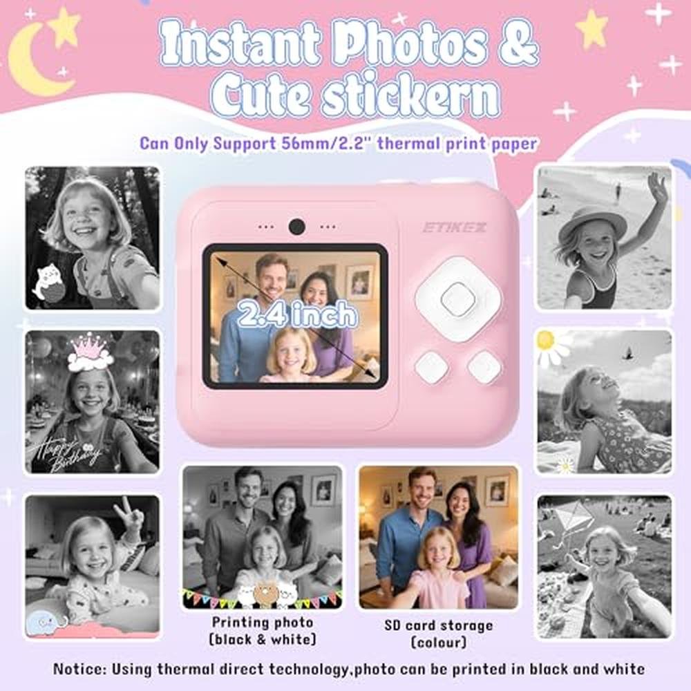 Kids Camera: ETIKEZ 1080P Instant Digital Print Camera – Close-up Detail