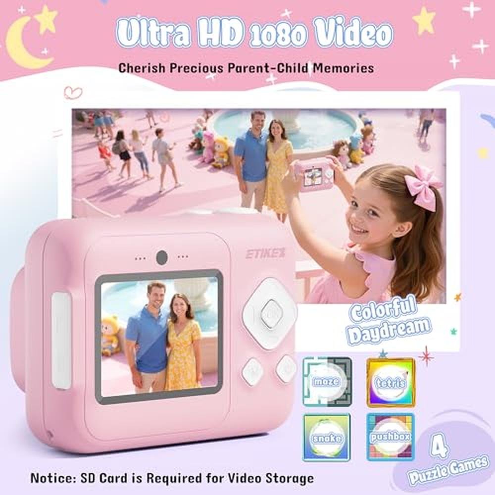 Kids Camera: ETIKEZ 1080P Instant Digital Print Camera – In Use