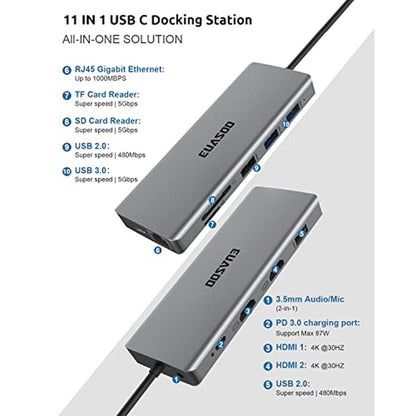 Euasoo Triple Display USB-C Docking Station – Side View